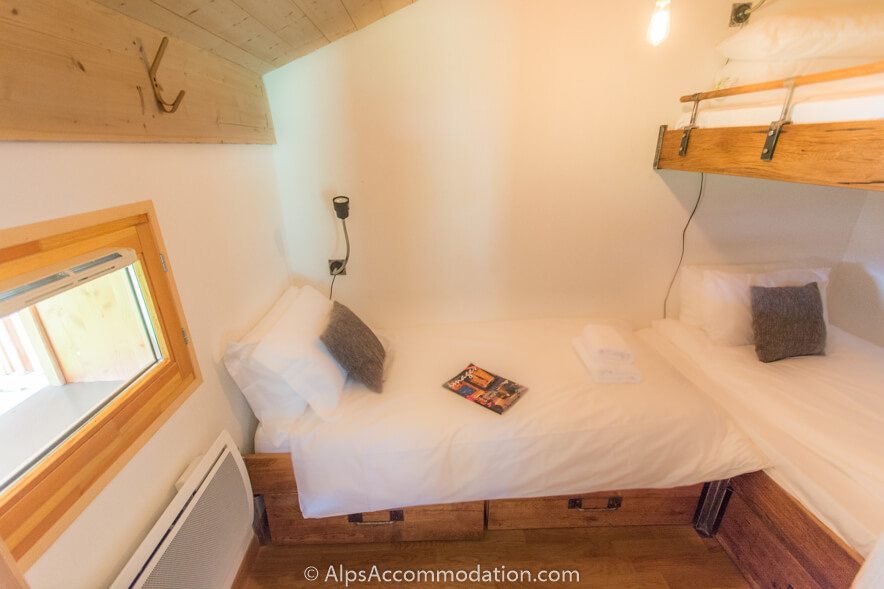Appartement La Bottière Samoëns - Chambre triple avec lits superposés extra larges