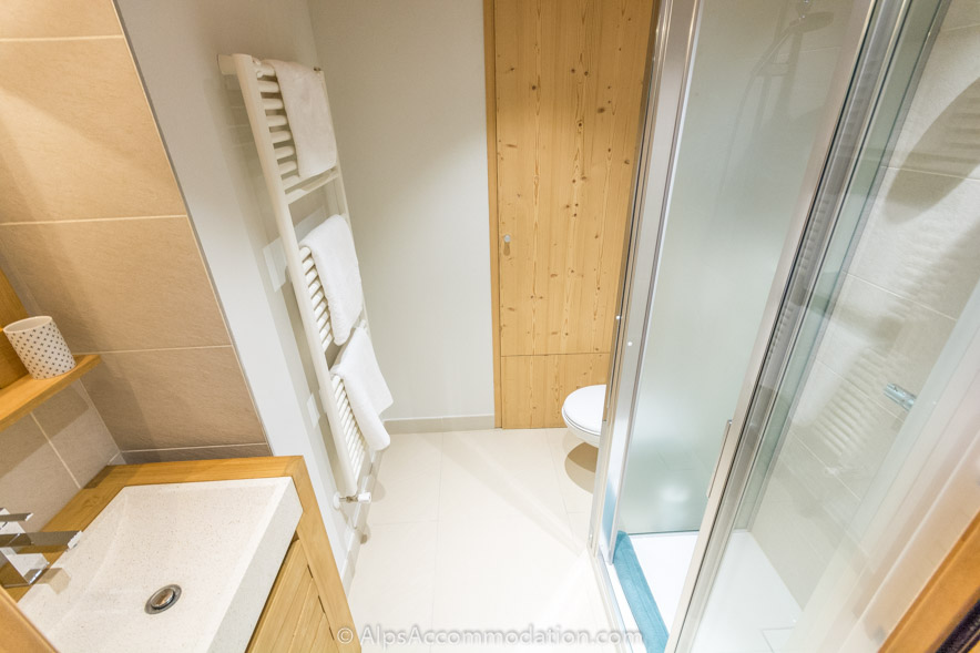 Appartement CH8 Morillon - Salle de bain attenante avec grande douche
